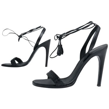 Bottega Veneta Black Leather Wrap Heels