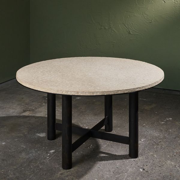 Exceptional Table in Fossil Stone and Metal Frame, Belgium