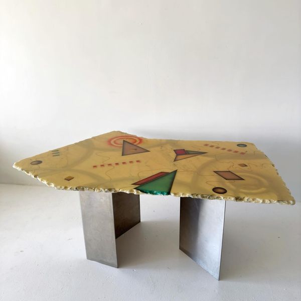 Postmodern Painted Marble Dining Table by Greg Sheres, 1990s