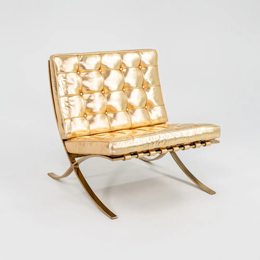 Barcelona Chair in Gold Leaf Leather by Mies van der Rohe for Gratz Industries, 2009