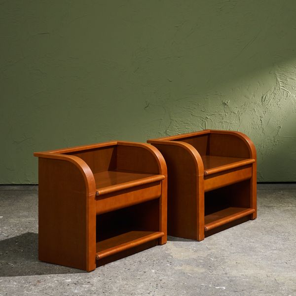 Pair of Cognac Leather Nightstands by Luigi Massoni for Poltrona Frau, Italy