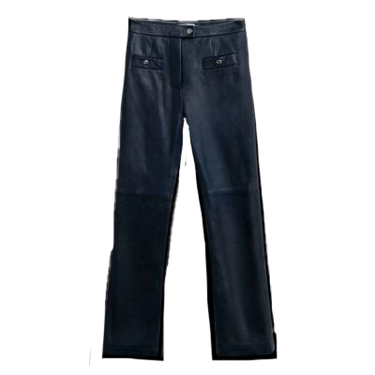 Coach Navy Cropped Leather Trousers