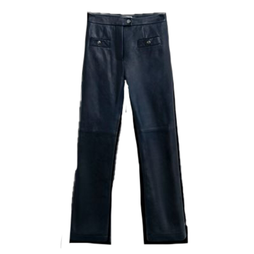 Coach Navy Cropped Leather Trousers