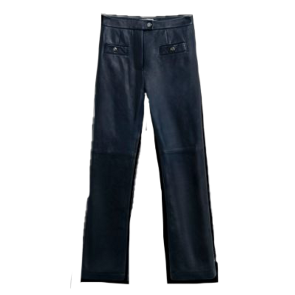 Coach Navy Cropped Leather Trousers