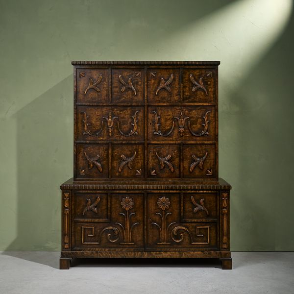 Cabinet with Decorative Carvings in Stained Birch for A.B. Svenska Möbelfabrikerna Bodafors, 1920/1930s