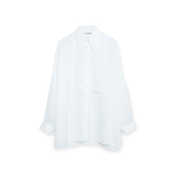 Acne Studios White Sheer Striped Blouse