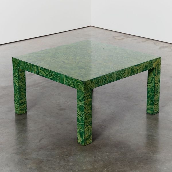 Vivid Green Veneer Coffee Table with Parquet Detail