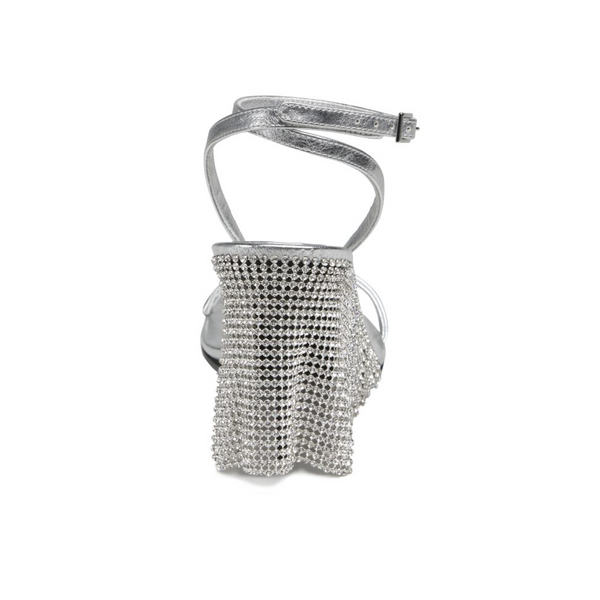 Kate Sandal 90MM in Silver Calfskin Leather