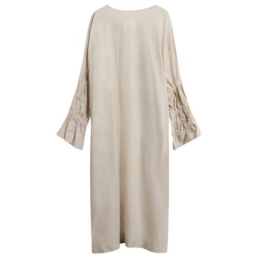 Linen Smock Dress in Taupe