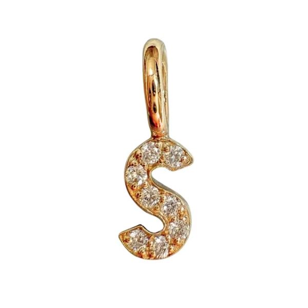 Imperfect Grace 14k Yellow Gold Diamond Mini Initial Charm – S