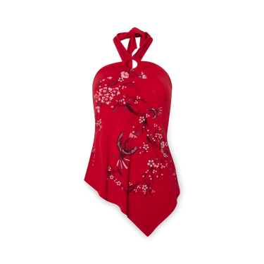 Vintage Red Handkerchief Halter Top