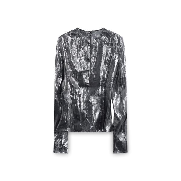 Lemair Metallic Silk Long Sleeve Top