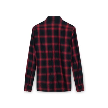 Saint Laurent Yves Collar Red & Black Plaid Shirt
