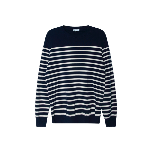 Sunspel Navy and White Striped Jumper