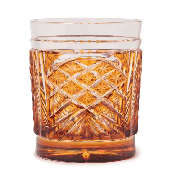 SATSUMA KIRIKO SHORT ROCK GLASS - AMBER