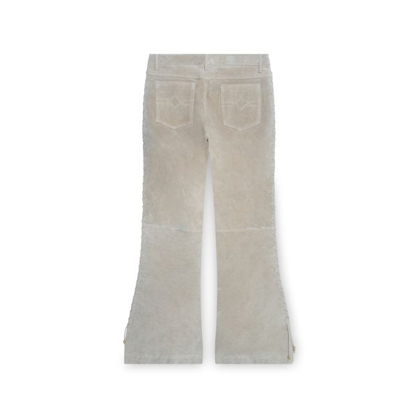 Taupe Suede Pants with Side Stitching Detail