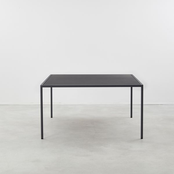 Jonas Bohlin Dining Table in Metal and Leather, Sweden, Late 20th Century