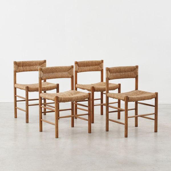Six Charlotte Perriand Dordogne Chairs, Robert Sentou, France, 1950s