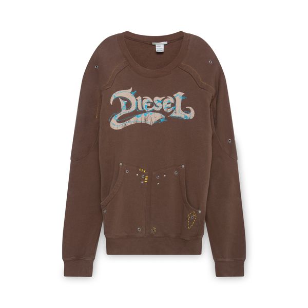 Diesel Brown Grommeted Crewneck