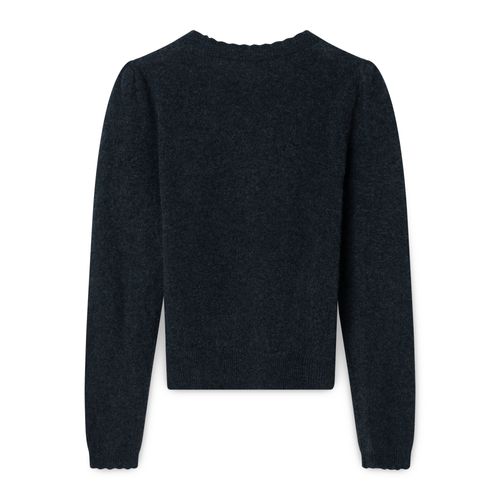 Frame Shirred Sleeve Sweater in Charcoal Heather