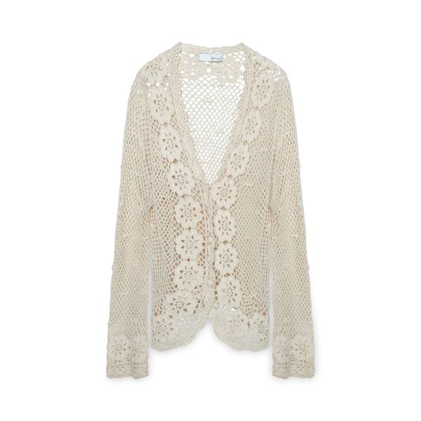 Spiegal Floral Cream Crocheted Cardigan