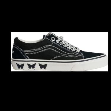 Vans x Sandy Liang Old Skool Embroidered Printed Canvas and Suede Sneaker in Black