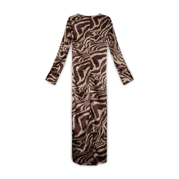 Ganni Ruche Silk Zebra Print Dress