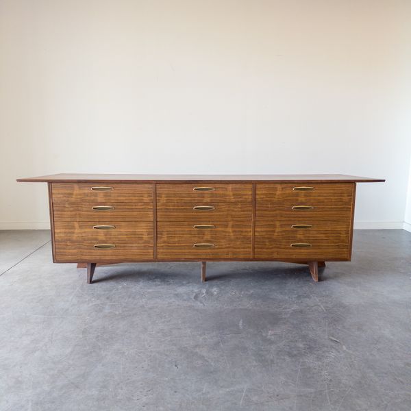George Nakashima Walnut and Brass Monumental Cabinet for Widdicomb
