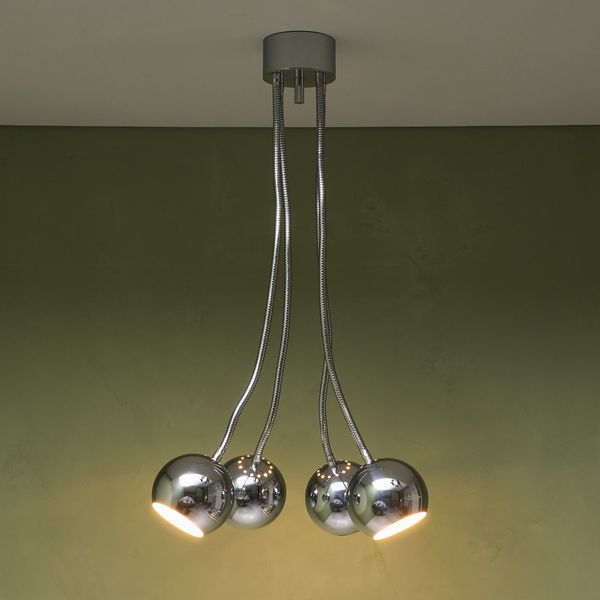 Chrome Plated Ceiling Light with 4 Flexible Arms by Goffredo Reggiani, Italy 1970s