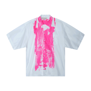 Marni White and Pink Painted Short Sleeve Shirt