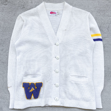 1960s "W" White Varsity Cardigan 