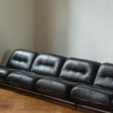 Giuseppe Munari, 70s sectional sofa for Poltrona Munari in black leather