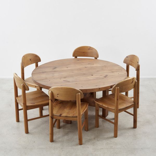 Roland Wilhelmsson Ågesta dining table / Rainer Daumiller Solid Pine Dining Chairs Karl Andersson & Söner, Sweden, 1970s / Hirtshals Savvaerk, Denmark, 1970s