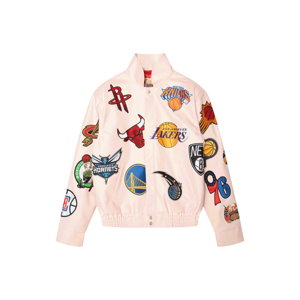 JEFF HAMILTON NBA Collage Pink Vegan Leather Jacket