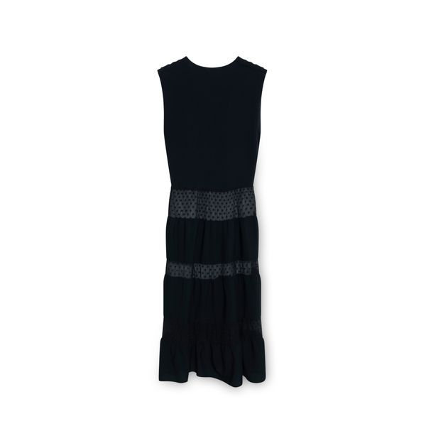 Sandro Black Tiered Midi Dress