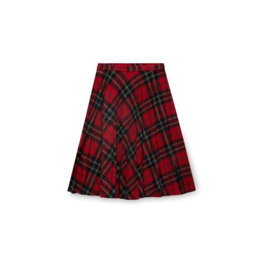 RRRRUSSS Long Plaid Wool Pleated Skirt