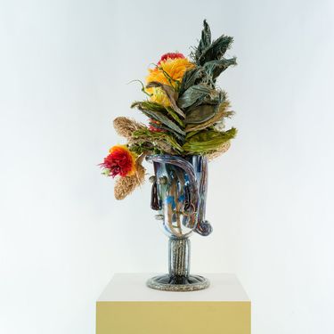 Primitivo woman with classic column neck by Hugh Findletar, 2024