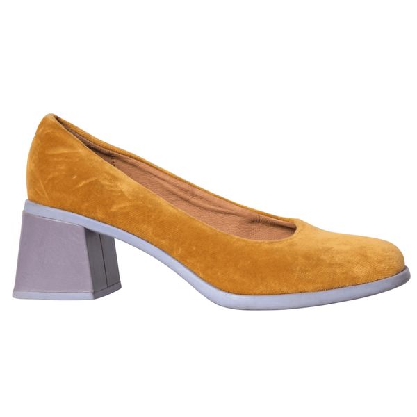 Camper Yellow Velvet Block Heels