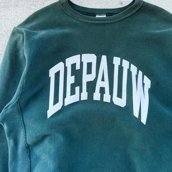 1990s Depauw Sea Green Champion Reverse Weave Crewneck