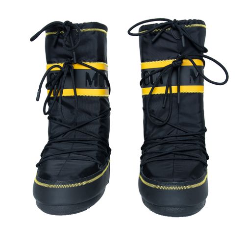 Fendi Black and Yellow Logo Striped Moon Boots