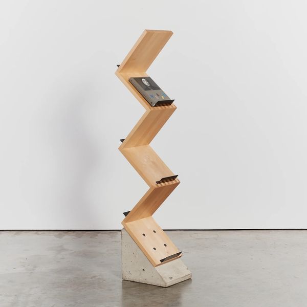 Zinc Bookshelf on Concrete Base by Jonas Bohlin