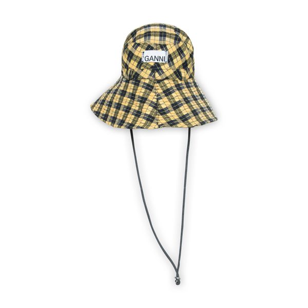 Ganni Yellow Plaid Bucket Hat