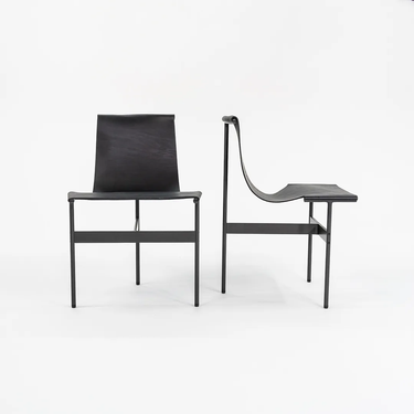 Pair of Black Leather TG-10 Sling Dining Chairs by Gratz Industries, 2021