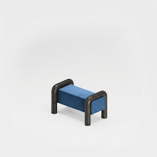 Prowling Velvet Ottoman with Solid Wood Legs