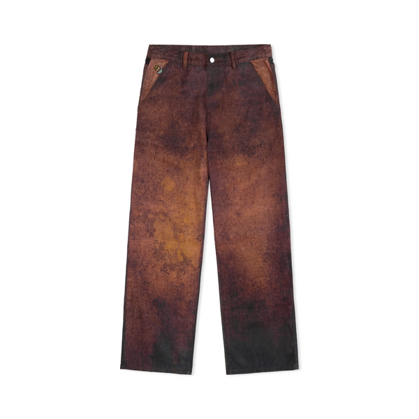 Printed Distressed Baggy Pant - Burnt Red