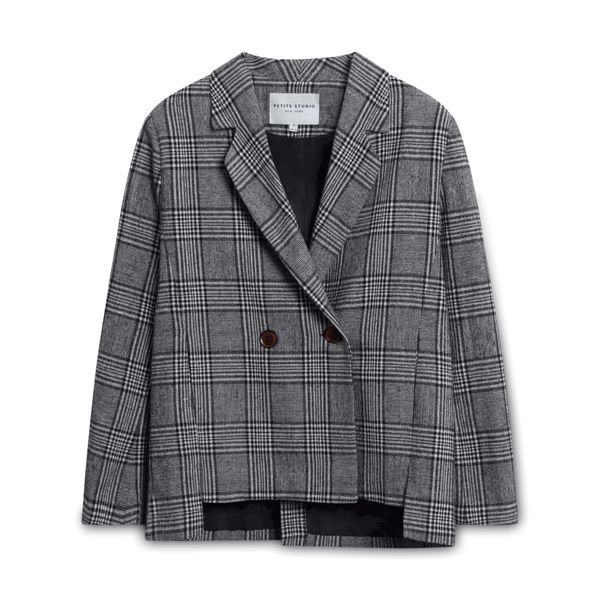 Petite Studios New York Plaid Blazer - Grey