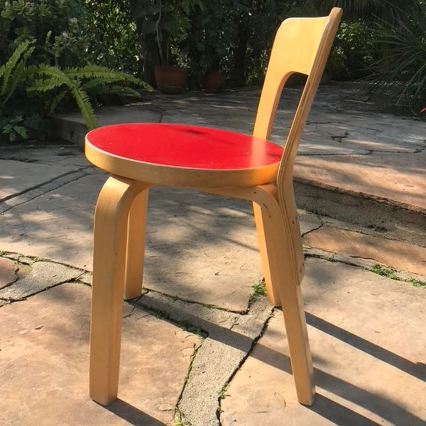 Red Linoleum Chair 65 by Alvar Aalto for Artek