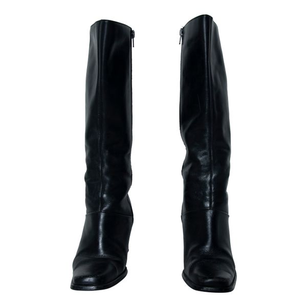 Black Leather Knee High Boots