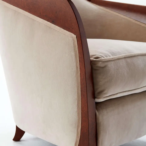 Art Deco Armchair in Walnut Veneer by Maison Dominique 