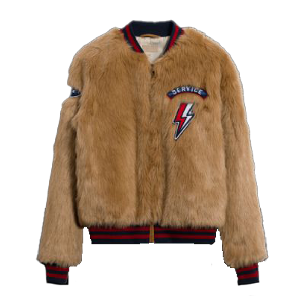 Mother The Letterman Patch faux Fur Jacket